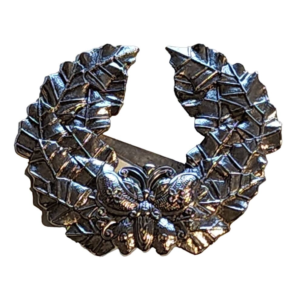 Vintage Sylvia Dahl Silver Scarf Clip Butterfly Wreath made Neiman Marcus